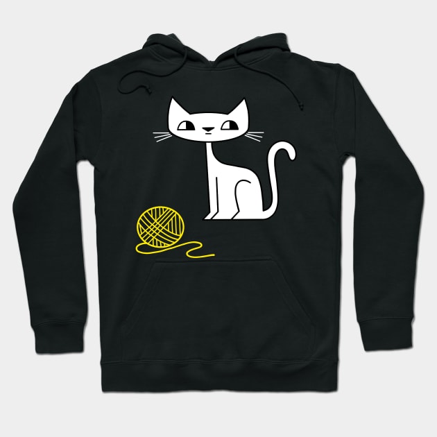 Cat. Yellow Yarn. Mischief Hoodie by Andy McNally